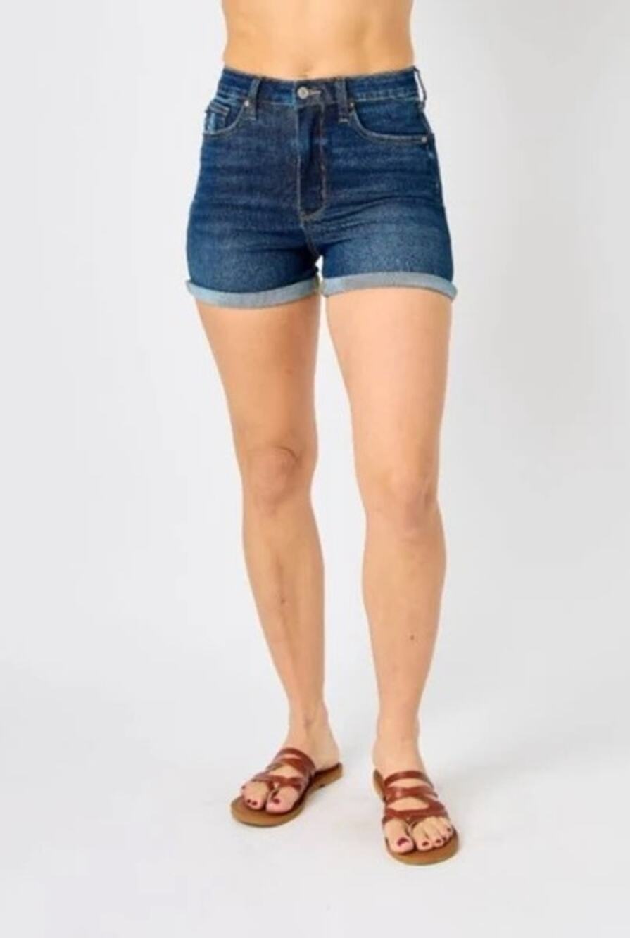 Judy Blue High Waist Tummy Control Stretch Dark Denim Shorts Plus Size 3X